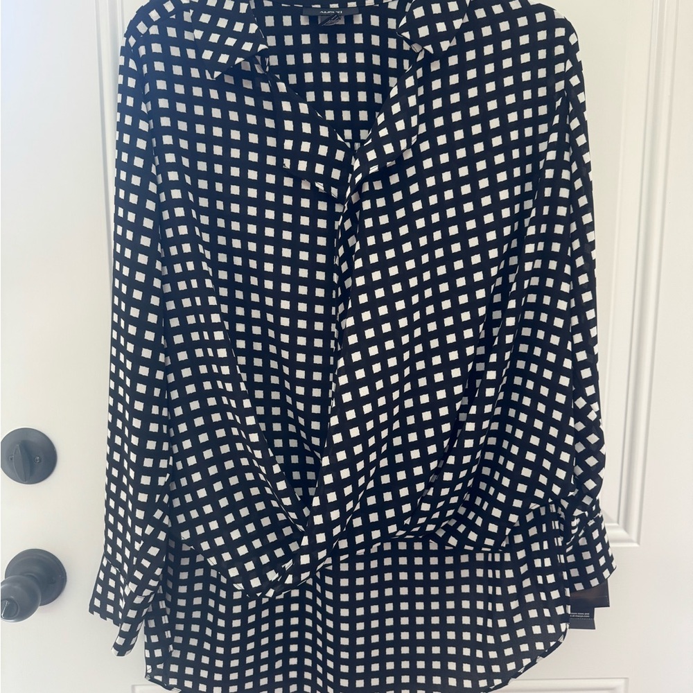 Alfani Black and White Grid Pattern Skirt